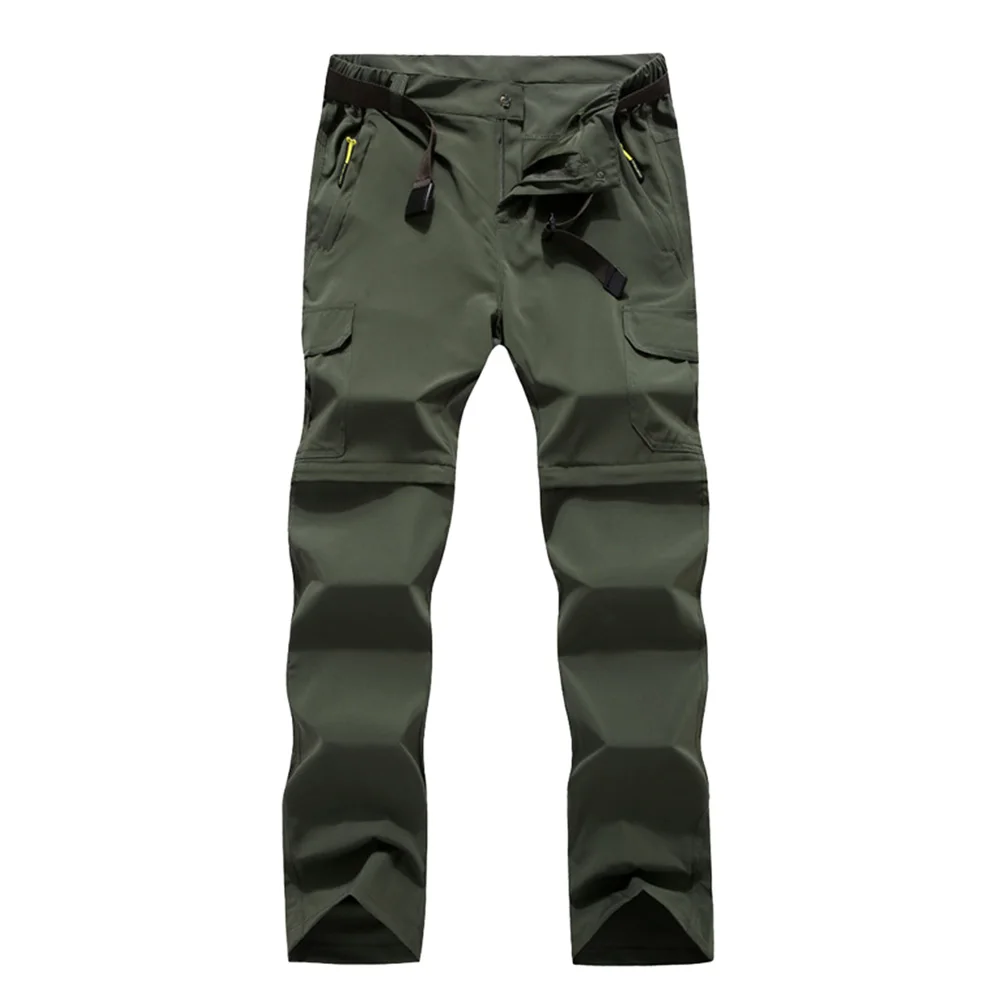 Для прогулок на открытом воздухе регулируемые быстросохнущие брюки с застежкой-молнией для альпинизма походные съемные рыболовные брюки унисекс-трансформер лето - Цвет: Army Green Female