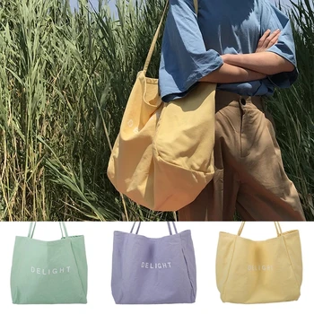 

Oversize Cotton Tote Canvas Bag for Women Letter Printing Jelly Color Big Large Capacity Handbags Female Top-handle Slouch Bag