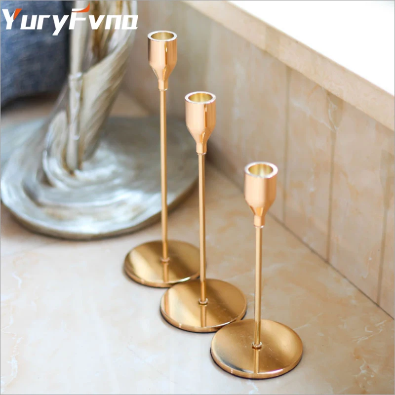 YuryFvna, настольный декоративный подсвечник, подставка для свадьбы, вечерние, подходит для 3/4 дюймовых толстых свечей, светодиодные свечи