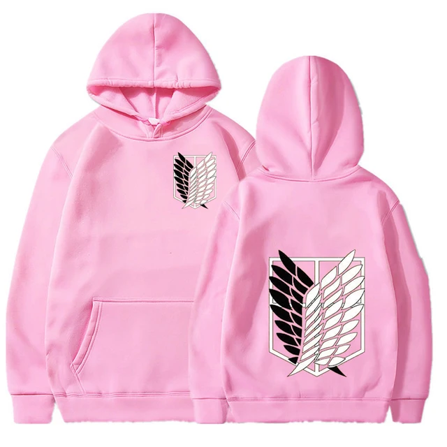 Anime Hoodie Attack on Titan Hoodied Long Sleeve Streetwear Harajuku Sweatshirt Men/Women Unisex Sport Hoody Oversized Tops Pink3