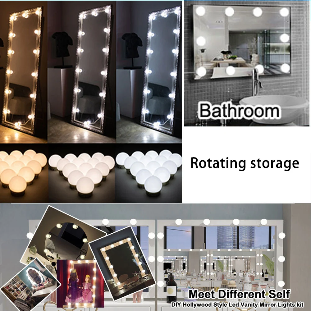 Lâmpada de Maquiagem para Vestir Luz de Mesa Luz da Corda Stepless Pode Escurecido Maquiagem Espelho 5 Modos Lignitng Quarto Ser 11 lignitng quarto lâmpada de maquiagem para vestir