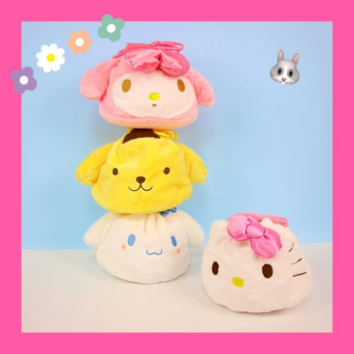 Мультфильм рисунок «Hello Kitty» с рисунками из мультфильма «My Melody Cinnamoroll Pompompurin косметичка Сумка для хранения на шнурке для макияжа, сумка-Органайзер, подарок для девочек