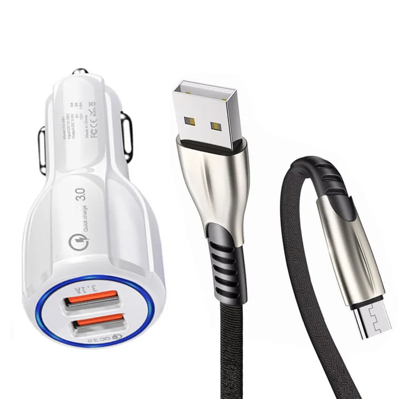 Быстрое Автомобильное зарядное устройство QC 3 0 18 Вт кабель для передачи данных в