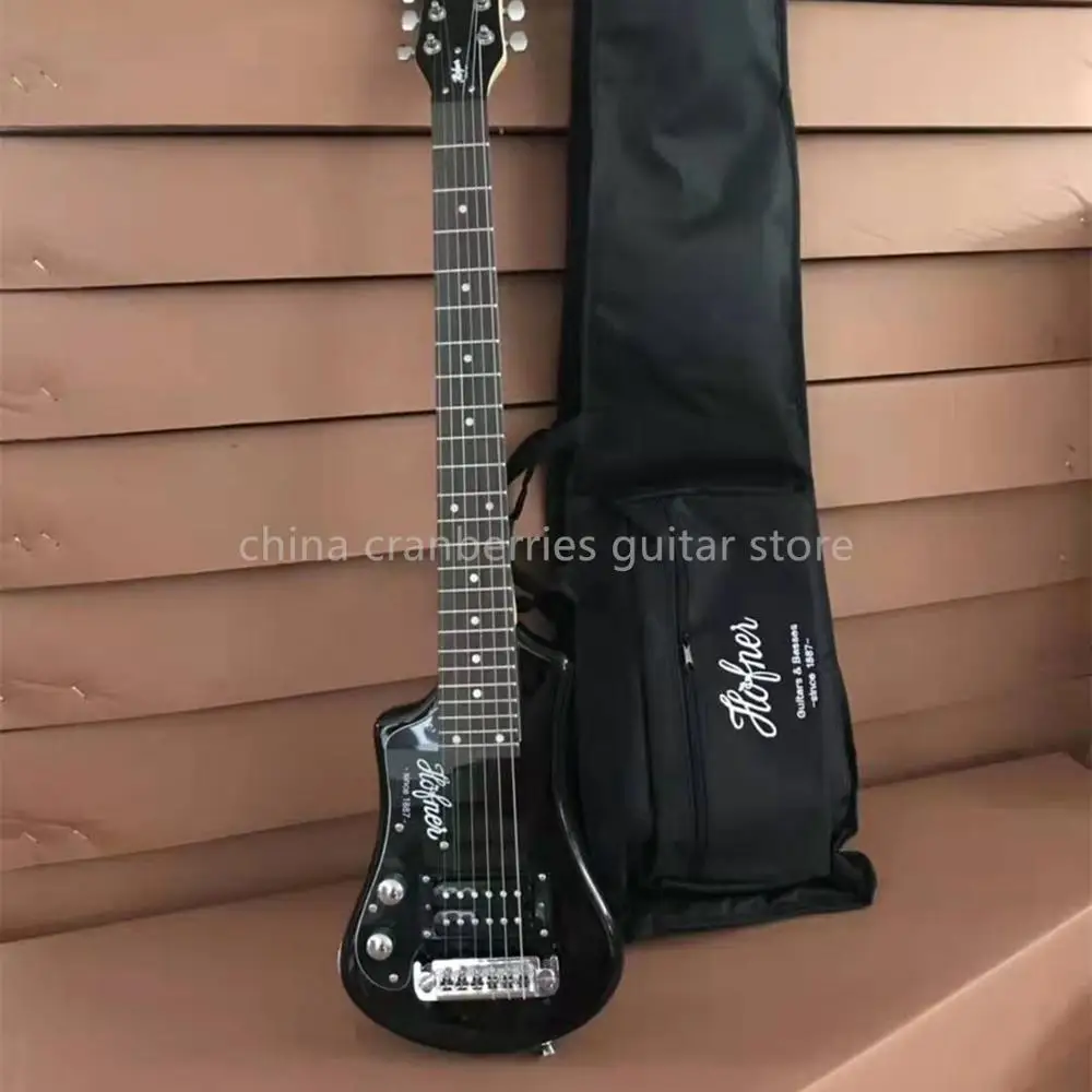 black bass Высокое качество, мини левша бас гитара, 2 цвета на выбор, horfner модель, 4 Струны электрогитара, черный софтбокс - Цвет: black bass