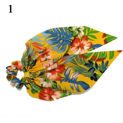 H1 Ponytail scrunchie hair ties Scarf Elastic Hair Rope for Women Hair Bow Ties Scrunchies Hair Bands Flower Print Ribbon Hairbands - Цвет: H1