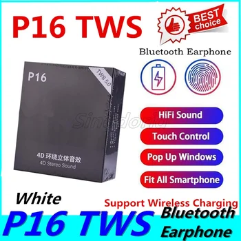 

50pcs/lot P16 TWS Bluetooth V5.0 Earphone Wireless Charging Earbuds Handsfree Pop Up Window Earpieces Sport Touch Headset