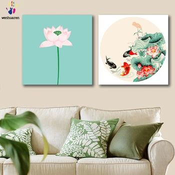 

DIY colorings pictures by numbers with colors Buddhist lotus squid illustration picture drawing painting by numbers framed Home