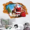 New Year removable broken wall stickers PVC Santa Claus gives gifts stickers decal Christmas Party home Shopwindow decor murals ► Photo 1/6