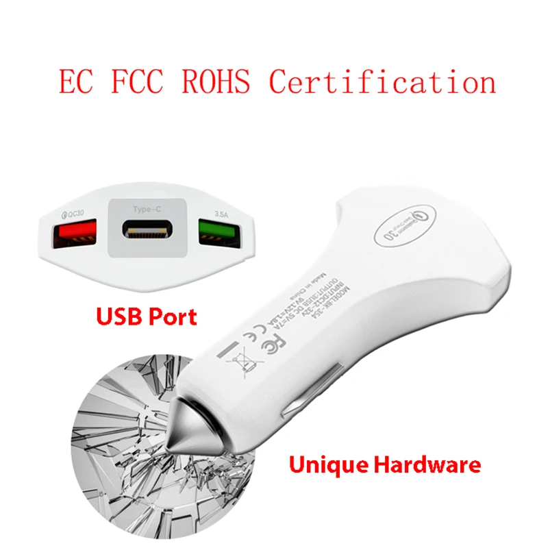 Новинка Qualcomm QC3.0 Быстрая зарядка type-c автомобильное зарядное устройство с двумя usb Автомобильное зарядное устройство 35 Вт автомобильное зарядное устройство для смартфона