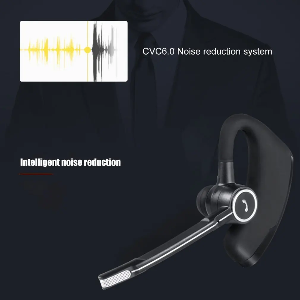 2018 V8S Business Bluetooth Headset Wireless Earphone Car Bluetooth Hands free Microphone CSR 8615 Chips Stereo Music Headset