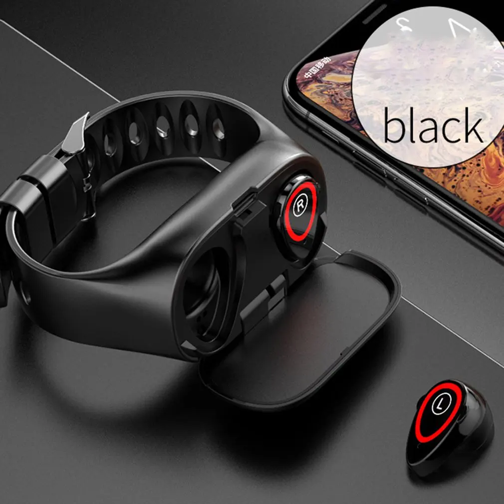 Wireless Bluetooth Earphone With Heart Rate Monitor Stereo Earbud Headset Long Time Standby Sport Watch Wristband Men Wireless Bluetooth Earphone With Heart Rate Monitor Stereo Earbud Headset Long Time Standby Sport Watch Wristband Men