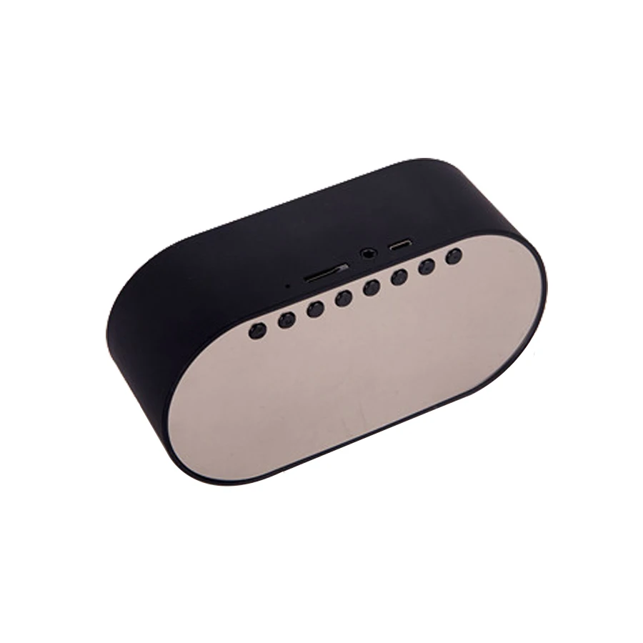 Ljowatn Bluetooth динамик с fm-радио светодиодный зеркальный будильник часы сабвуфер музыкальный плеер настольные часы беспроводные портативные - Цвет: Черный