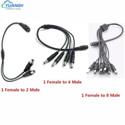 Câble de répartiteur d'alimentation 12V DC 1 femelle à 2 3 4 5 6 8 mâle, câble de caméra, accessoires de vidéosurveillance, adaptateur d'alimentation 2.1*5.5mm 