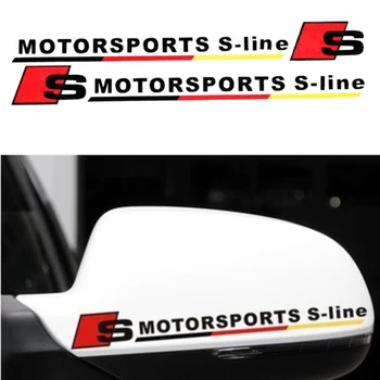 

2Pc/Lot Car Rearview Mirror Stickers motorsport badge Auto Body Styling Stickers For Audi s3 s4 s5 s6 C5 C6 b8 b6 Q3 Accessories