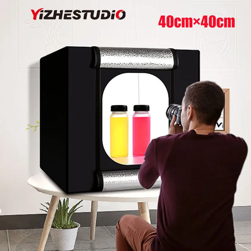 

Yizhestudio 40*40 cm studio box 2 Photography LED Light tent with five colors background Accessories Folding tabletop Shooting