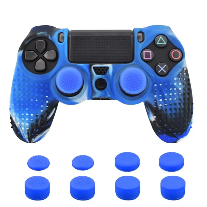 11 в 1 Шипованный Противоскользящий силиконовый чехол для PS4 контроллера sony playstation Dualshock 4 Slim Pro& Stick Grip - Цвет: guise blue