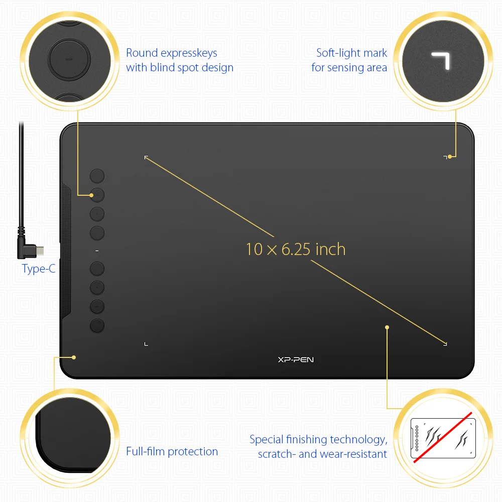 Фото Графический планшет XPPen Deco 01 V2, цифровой графический планшет для рисования анимации, 10x6 дюймов, 8192 уровня, стилус без аккумулятора, Поддержка Windows Mac №3