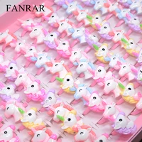 Wholesale 50/100PCS Mix Cartoon Horse Unicorn Finger Girls Kids baby Rings Children Costume Birthday Party Supplies toy Gifts 1