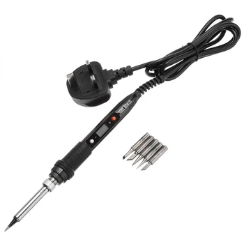 

1pcs UK Plug AC 240-200V 80W LCD Digital Temperature Electric Soldering Welding Iron Diagnostic Tool with 5pcs Iron Tip