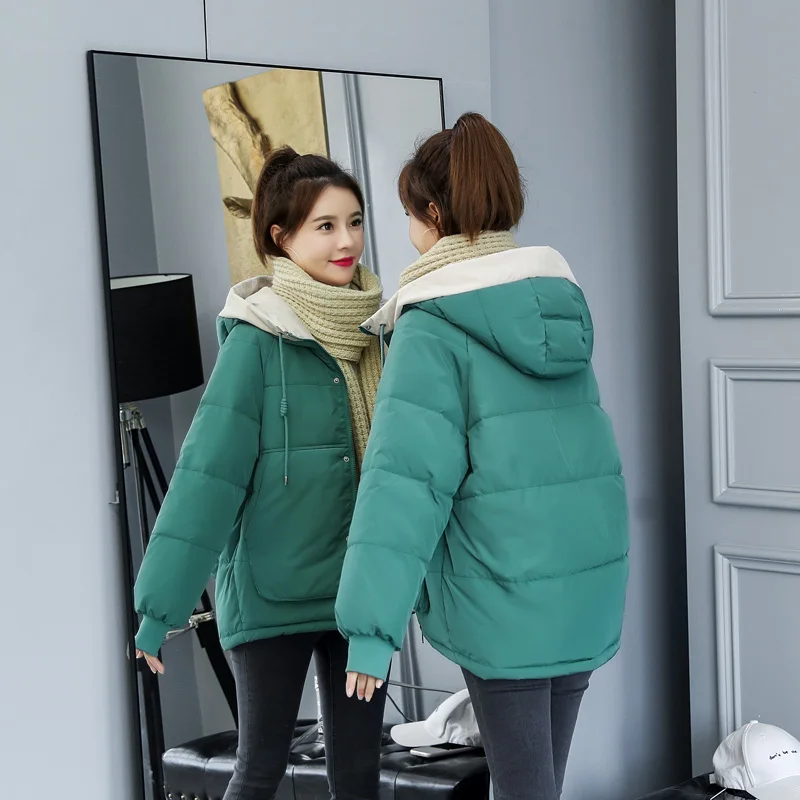 Новая повседневная короткая осенняя куртка с капюшоном, пальто, женские зимние куртки, длинный рукав, на молнии, с хлопковой подкладкой, Женское пальто, верхняя одежда