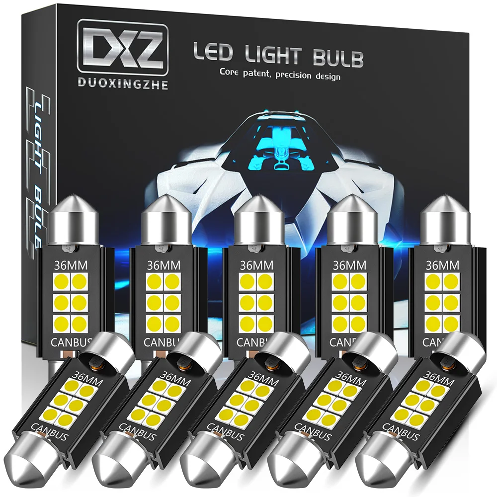 Dxz 10 pces c5w c10w lâmpadas led canbus Festoon-31MM 36mm 39mm 41mm 3030 chip nenhum erro carro interior dome luz de leitura 12v/24v