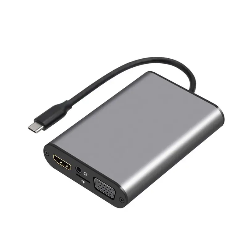 Usb-C концентратор адаптер с Hdmi 4K 30 Гц, Vga, аудио разъем, Ethernet Rj45, Usb 3,0, Tf слот для карт, type-C Pd порт для Macbook Pro