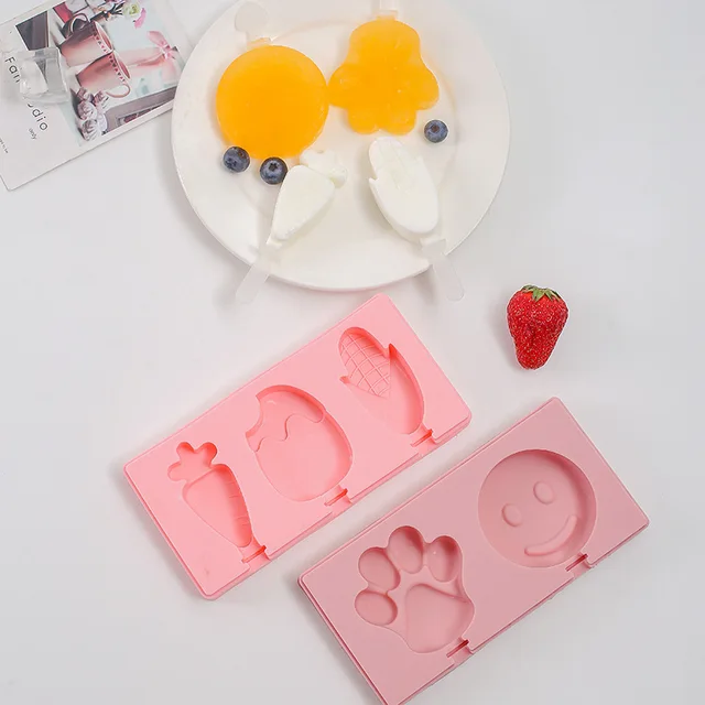 Katieyca Ice Pop Molds 2 Pack Easy Release Ice Cream Mold,Fun Popsicles Molds Silicone Reusable Cartoon Animal Cute Ice Molds for Kids with Cover with 12