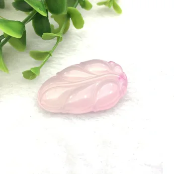 

Natural Ice Agate Chalcedony Pink Leaf Pendant Jade Pendant Jade Pendant Gift