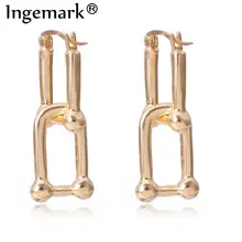 Ingemark Koreanische Geometrische Lock Clip Ohrringe Frauen Erklärung 2020 Punk Kleine Gold Farbe Piercing Clip auf Ohrringe Partei Schmuck