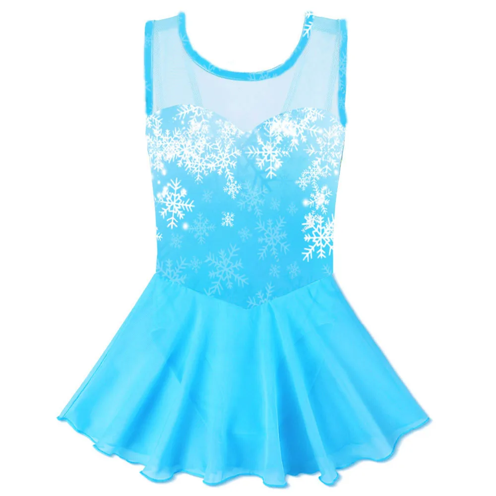 Балетное платье BAOHULU для девочек, танцевальная праздничная одежда, голубое гимнастическое трико со снежинками, милое модное балетное платье для маленьких девочек