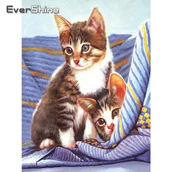 Evershine Алмазная картина вышивка крестиком кошка горный хрусталь картина с алмазной отделкой животные кристальная Живопись Мозаика алмаз