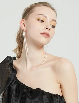 

Timeless Wonder Glam Natural Pearl Tassel Dangle Earrings Women Jewelry Punk Gothic Designer Boho Top Detachable Handmade 5317