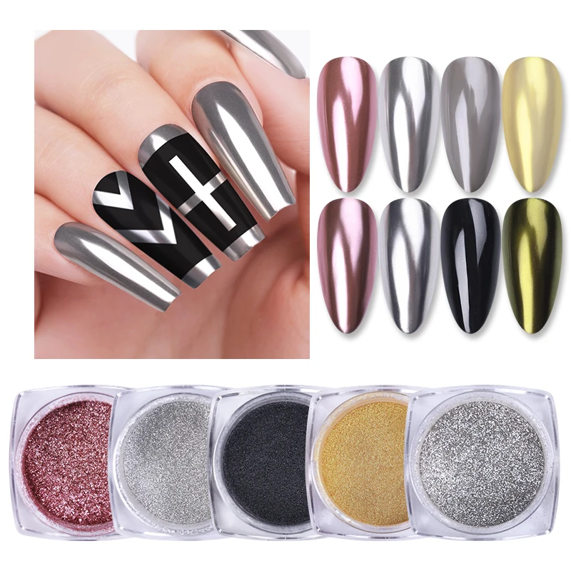 Блестящие металлические порошки BORN PRETTY золотого и серебряного цвета пигментные