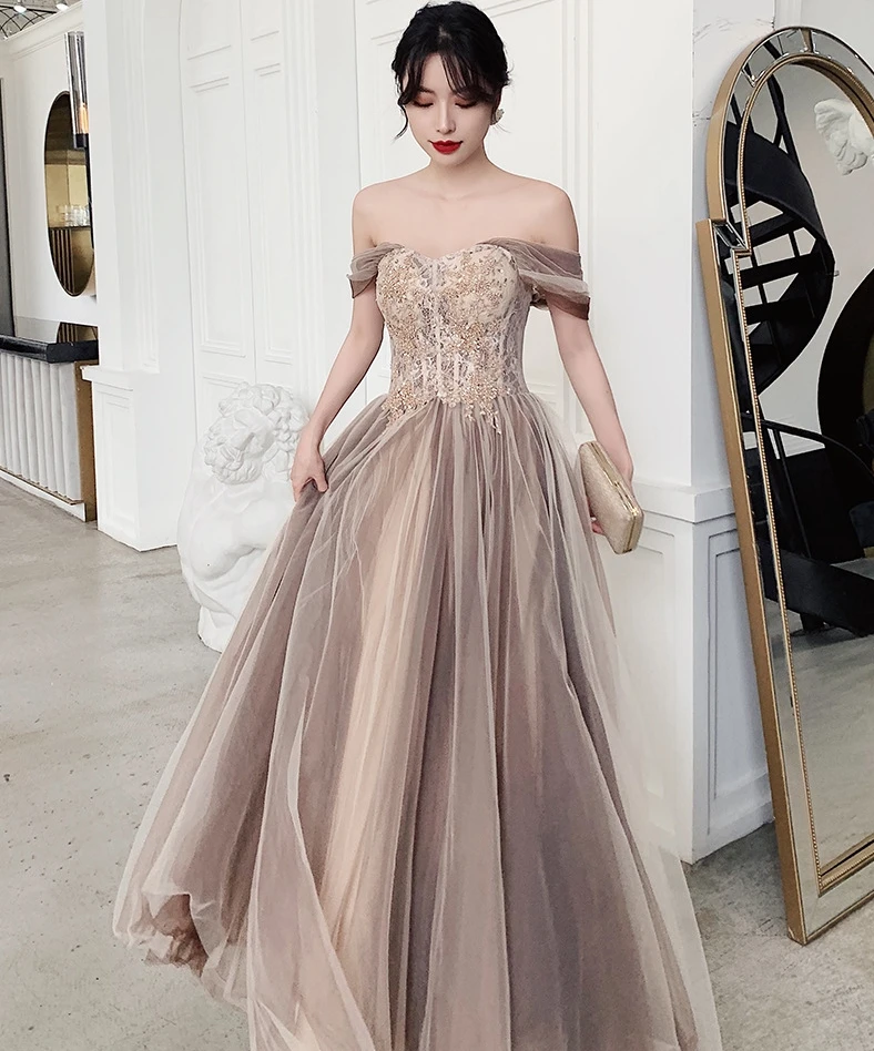 New Illusion Neck Long Champagne Evening Dress 2020 Lace Robe De Soiree longue V-neck Prom Formal Dress abiye gece elbisesi