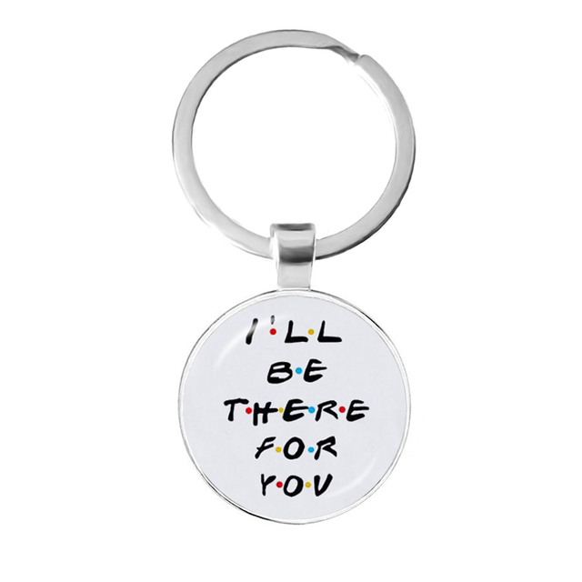 Friends TV Show Pendant Keychain Character Cartoon Fun Pattern 25mm Glass Cabochon Key Ring Keyholder Good Friend Gift