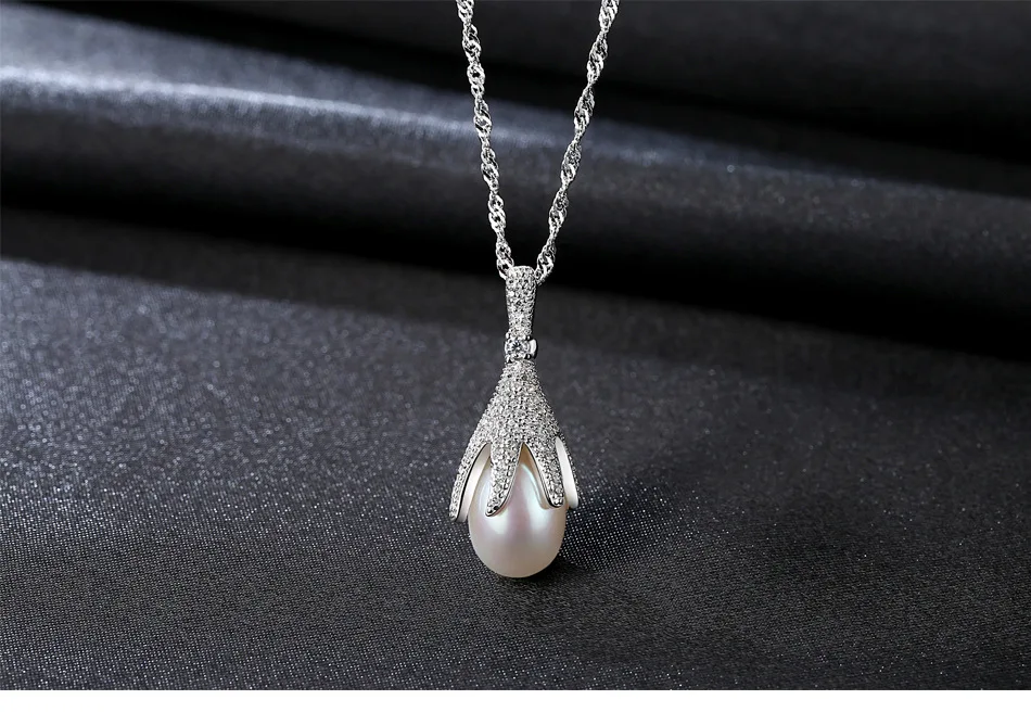 

S925 Sterling Silver 3A Zircon Natural Pearl Pendant Wild Clavicle Women's Necklace GBT03