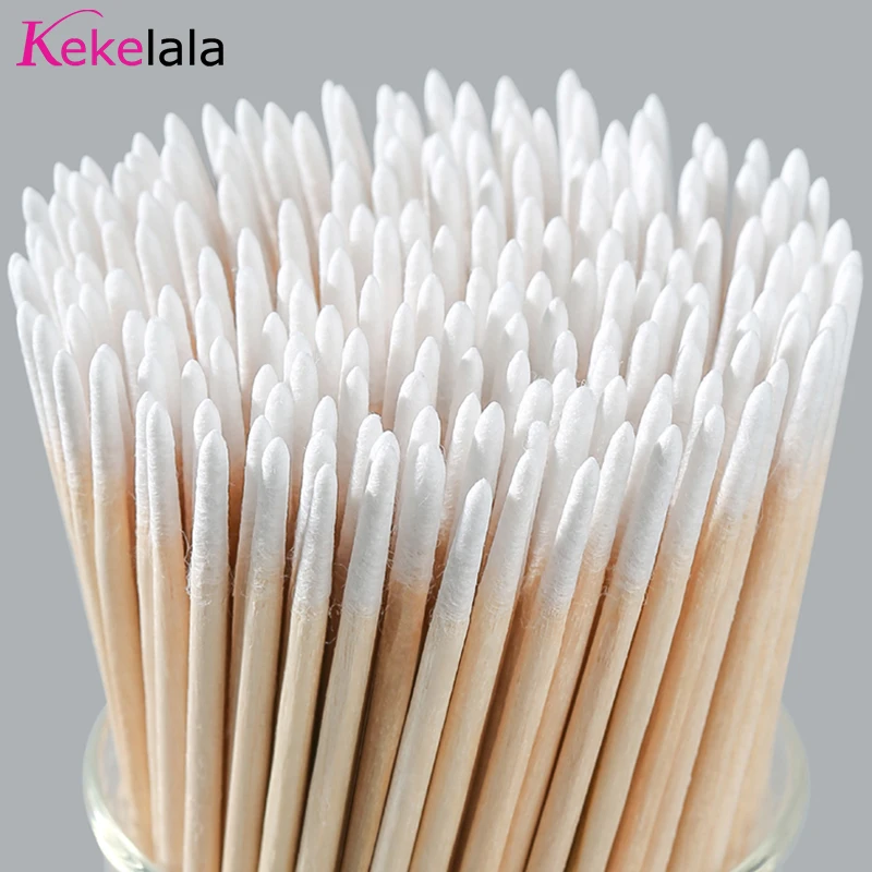 Wood Cotton Swabs 1000pcs Micro Wood Cotton Swab Eyelash Extension Tools Tatoo Microblading Cleaning Wooden Sticks Cosmetic Cotton Brush Buds Tip