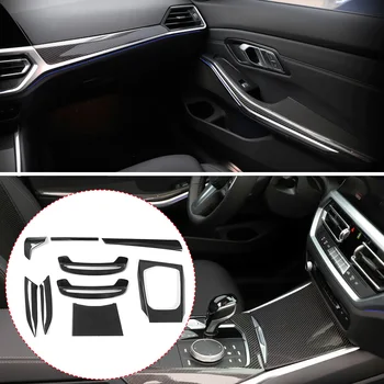 

9pcs Carbon Fiber Interior Trim Decoration Set Dashbaord Panel Center Control Frame Fit for 3 Series G20 Car Styling