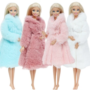Wielokolorowe miękkie futra z długim rękawem dla lalek Barbie odzież zimowa ubranka akcesoria dla lalek Barbie zabawki dla dzieci tanie i dobre opinie BJDBUS Tkaniny CN (pochodzenie) Fit for 11 5 in -12 in (30cm) doll Dziewczyny Styl życia Suit The doll is not including
