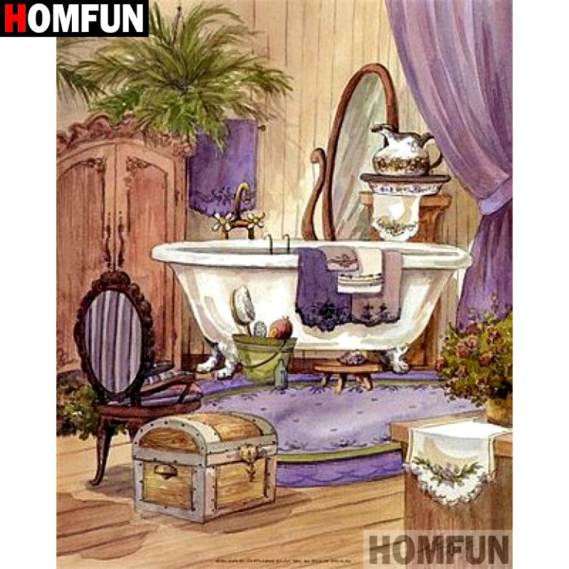HOMFUN полностью квадратная/круглая дрель 5D DIY Алмазная картина &quotванная ванна&quot