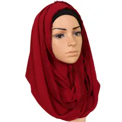 Для женщин пузырь шифоновое кружевное края шарф Мусульманский Хиджаб Весна цветочный Обёрточная бумага платки Lic длинными оголовье