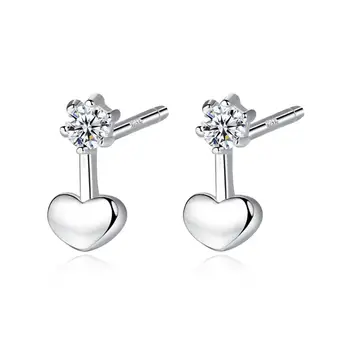 

SANYU Fashion 925 Sterling Silver Heart Stud Earrings for Women Dating Party Shiny CZ Three Colors Simple Design Christmas Gift