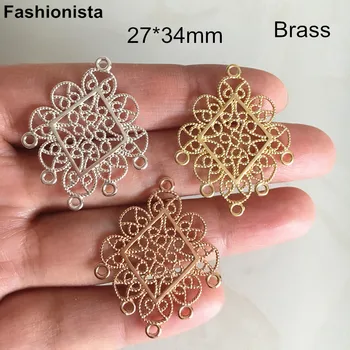 

DIY Earrings Findings Brass Filigree Chandelier Charm Connectors,Multi-loop Charms,Gold/Silver/Raw Brass Metal Jewelry Supplies