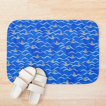 

SHARKS! - waves beach on blue Bath Mat Custom One Direction Doormat Home Decor Door mat Floor Mat Bath Mats foot pad