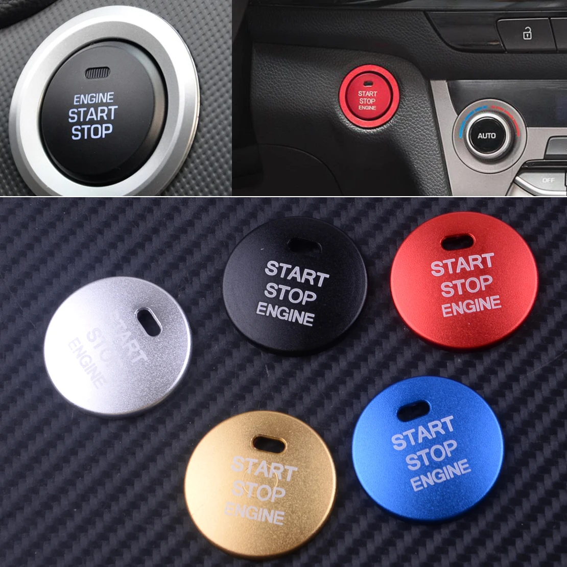 Citall Red/silver/black/blue/gold Engine Start Stop Push Button Cover