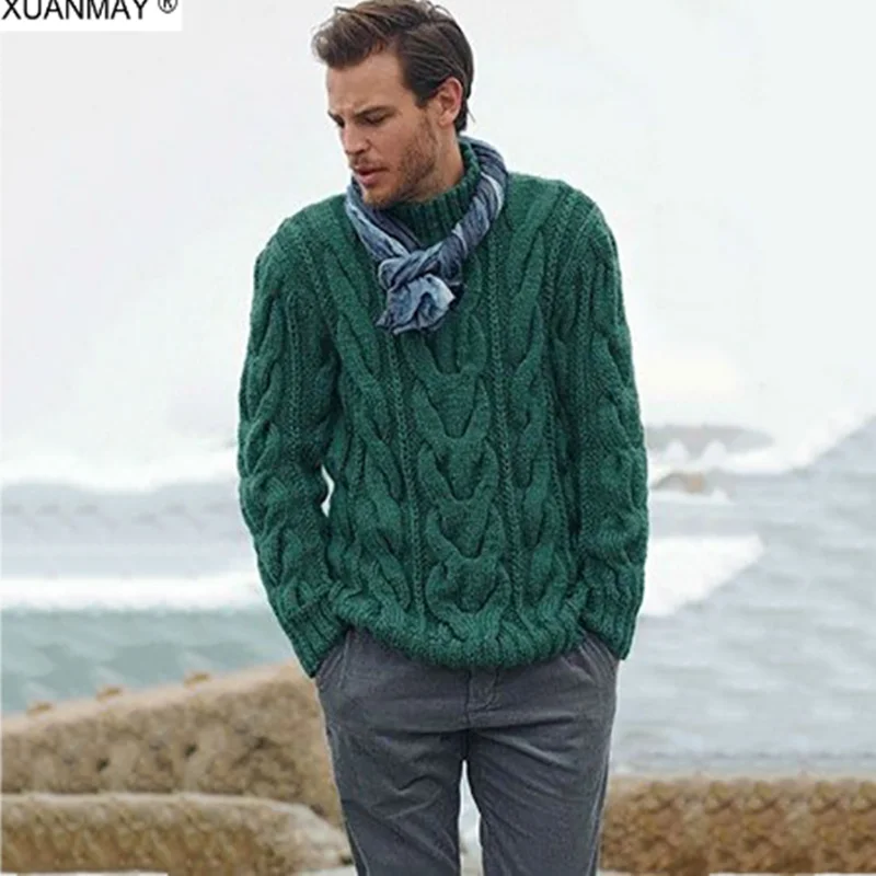 

2020 French autumn and winter thick gentleman gentleman's wear long-sleeved knit pullover with crossed twist pattern