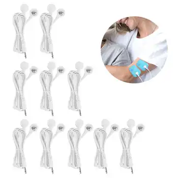 

10pcs / bag DC 3.5mm 1.5m 2-In-1 Button Type Copper Electrode Lead Wires Cable for TENS Unit Physiotherapy Machine Health Care