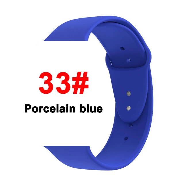 33 Porcelain blue Спортивный мягкий силиконовый ремешок для Apple Watch, ремешок 44 мм, 40 мм, серия 5, 4, браслет для часов iWatch, ремешок 38 мм, 42 мм, 3, 2, 1, аксессуары - Цвет ремешка: 33 Porcelain blue