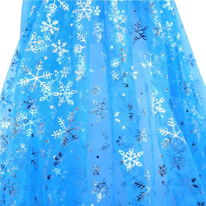 

Width1.55 m Blue Snowflake Sequin Fabric Organza Diy Party Decor Princess Dress Winter Wonderland Decorations Christmas Supplies