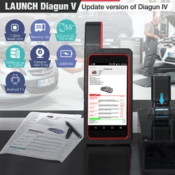 LAUNCH – X431 Diagun V outil de Diagnostic de voiture, Scanner automatique, lecteur de Code OBD2, Test actif, codage ECU, 2 ans de mise à jour gratuite 